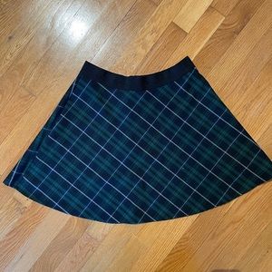 blue and green plaid skirt